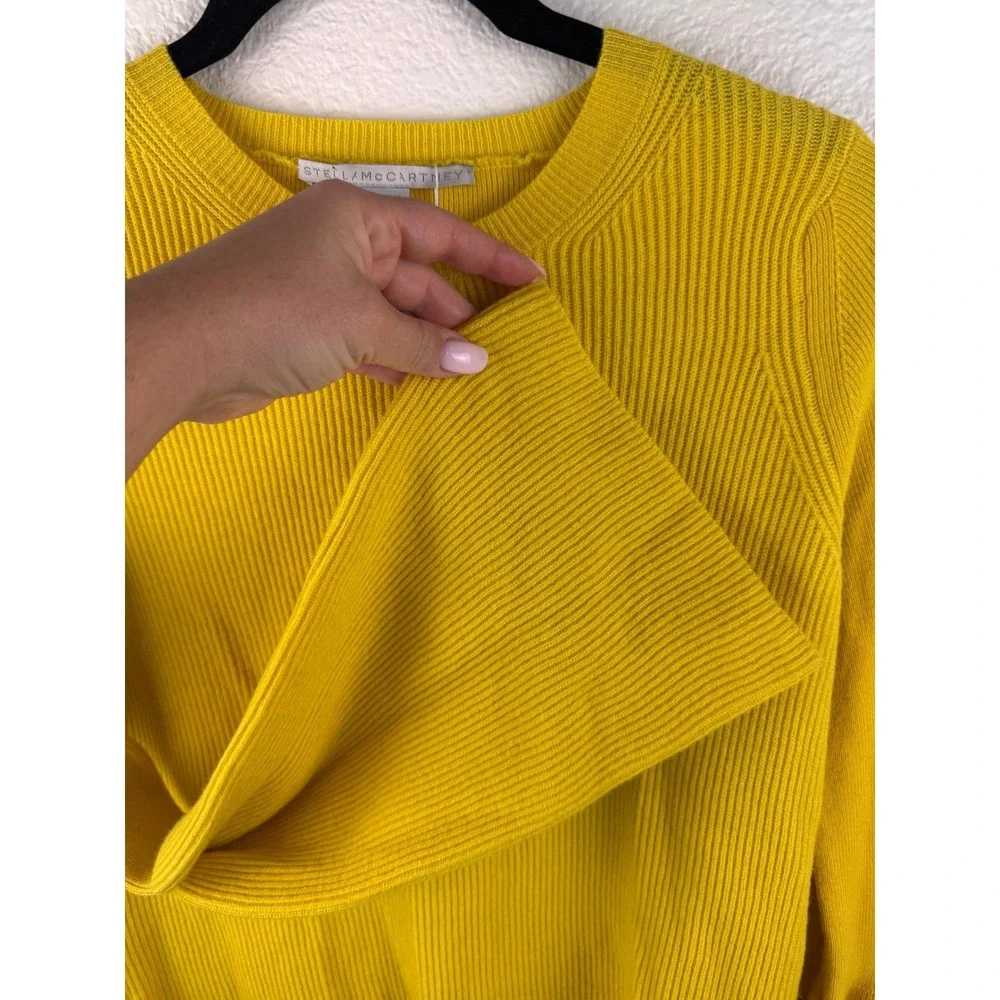 Stella McCartney Yellow Ribbed Bell Sleeve Knit‎ Sweater Size 36 S Designer